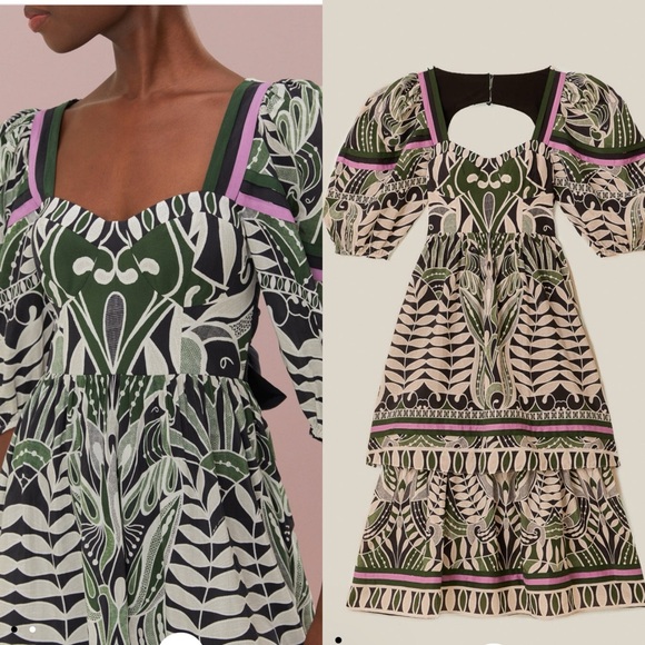 NWT Farm Rio Black Lace Nature Short Sleeve Maxi Dress - Picture 2 of 9